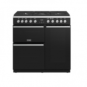 Stoves 90 cm Precision Deluxe Range Cooker Dual Fuel - Black - A Rated