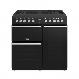 Stoves 90 cm Precision Deluxe Range Cooker Dual Fuel GTG - Black - A Rated