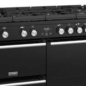 Stoves 100 cm Precision Deluxe Range Cooker Dual Fuel GTG - Black - A Rated - 3