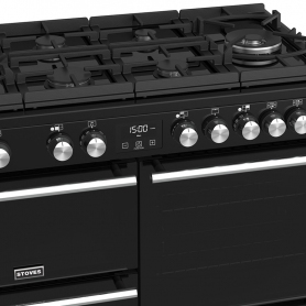 Stoves 100 cm Precision Deluxe Range Cooker Dual Fuel GTG - Black - A Rated - 6