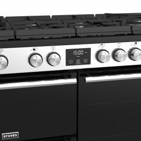 Stoves 110 cm Precision Deluxe Range Cooker Dual Fuel GTG - Stainless Steel - A Rated - 3