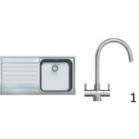 Franke AGX 611-100 Stainless Steel 1.0 Bowl Reversible Sink And Tap - 2