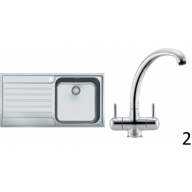 Franke AGX 611-100 Stainless Steel 1.0 Bowl Reversible Sink And Tap - 3
