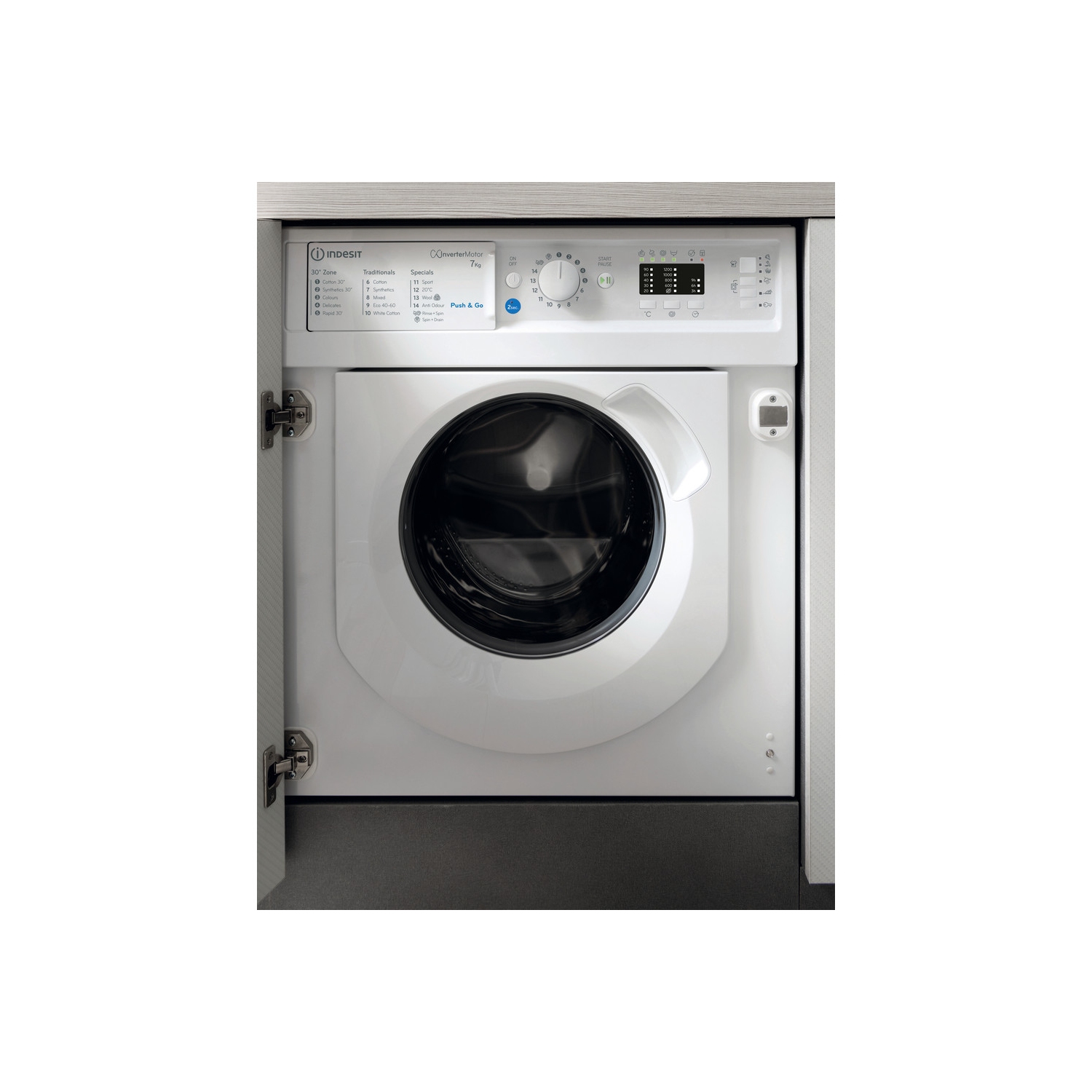 Indesit Built In 7kg 1200 Spin Washing Machine - White - A+++ Rated - 0