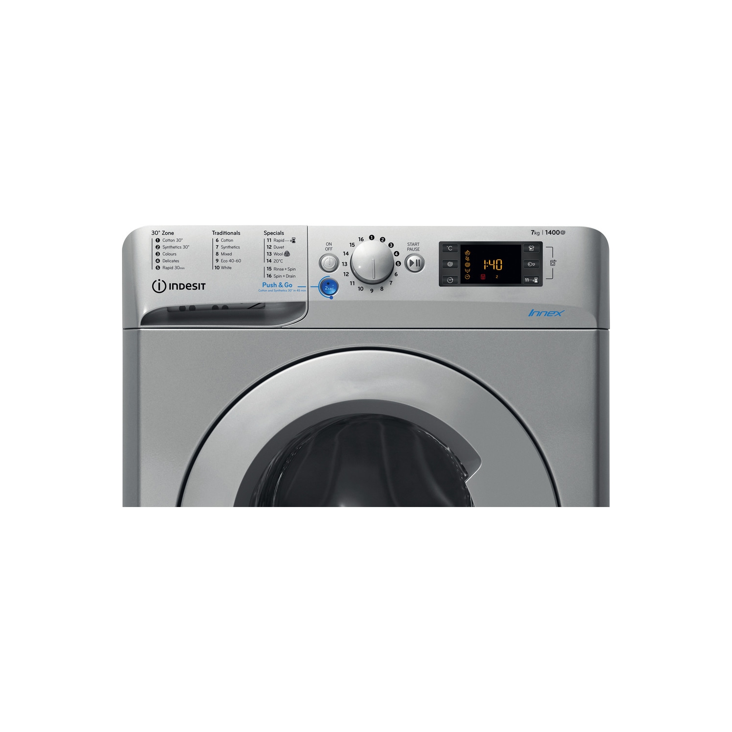 Indesit 7kg 1400 Spin Washing Machine - Silver - A+++ Rated - 2