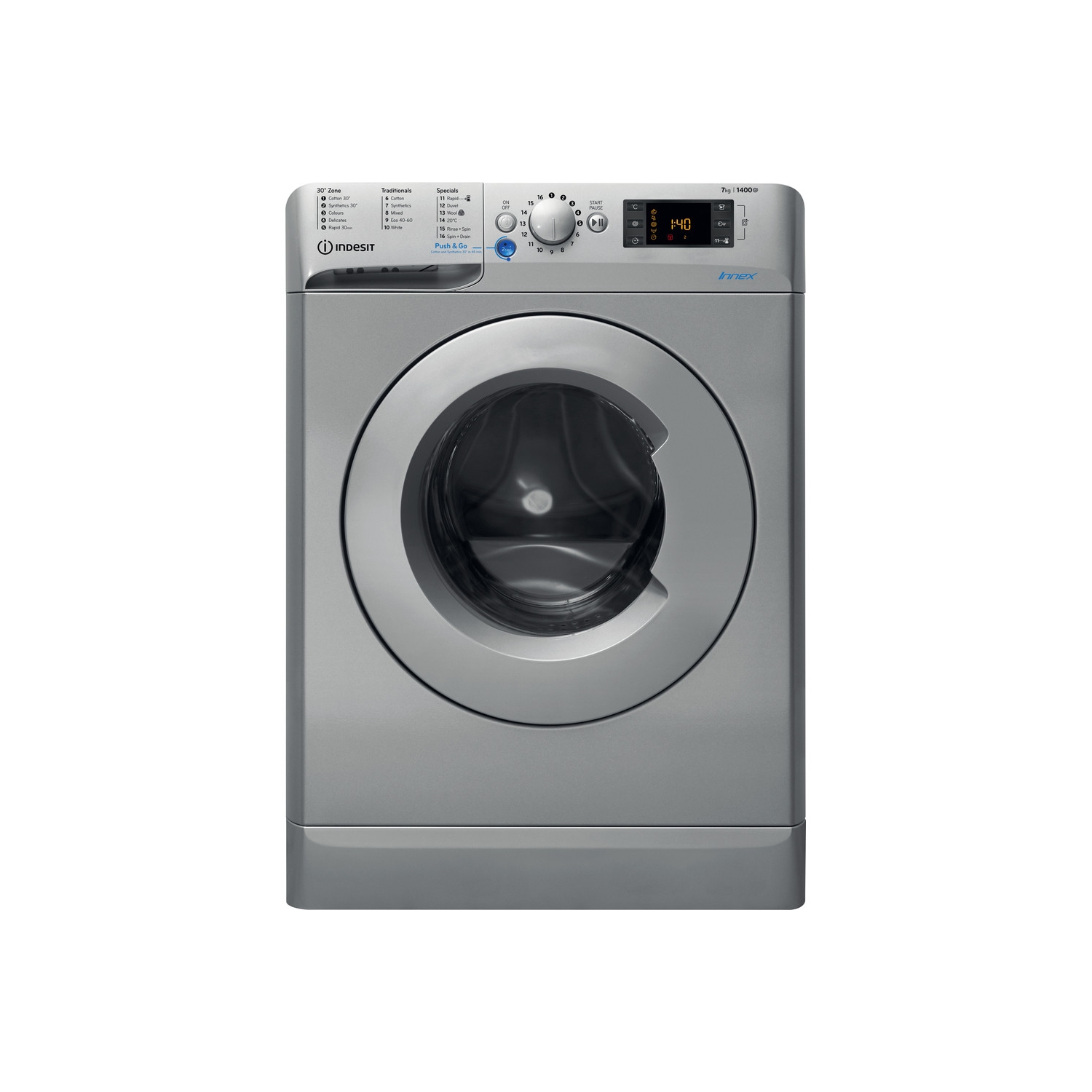 Indesit 7kg 1400 Spin Washing Machine - Silver - A+++ Rated - 0