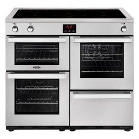 Belling 100 cm Cookcentre Electric Induction Range Cooker - Professional Stainless Steel - A Rated