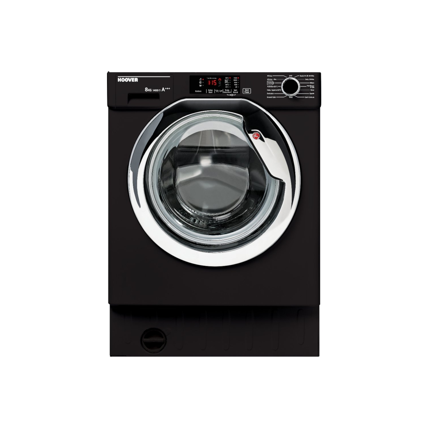 Hoover Built-in 8kg 1600 Spin Washing Machine - Black - A+++ Rated - 0