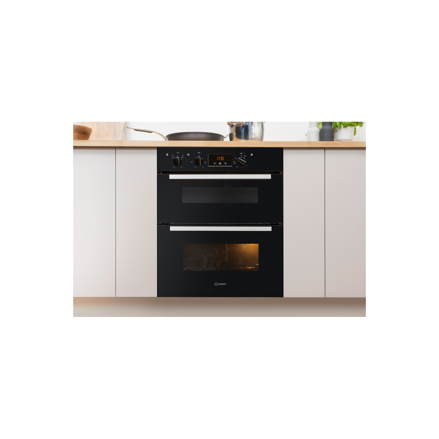 Indesit Built In Electric Double Oven - Black - B Rated - 10