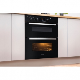 Indesit Built In Electric Double Oven - Black - B Rated - 1