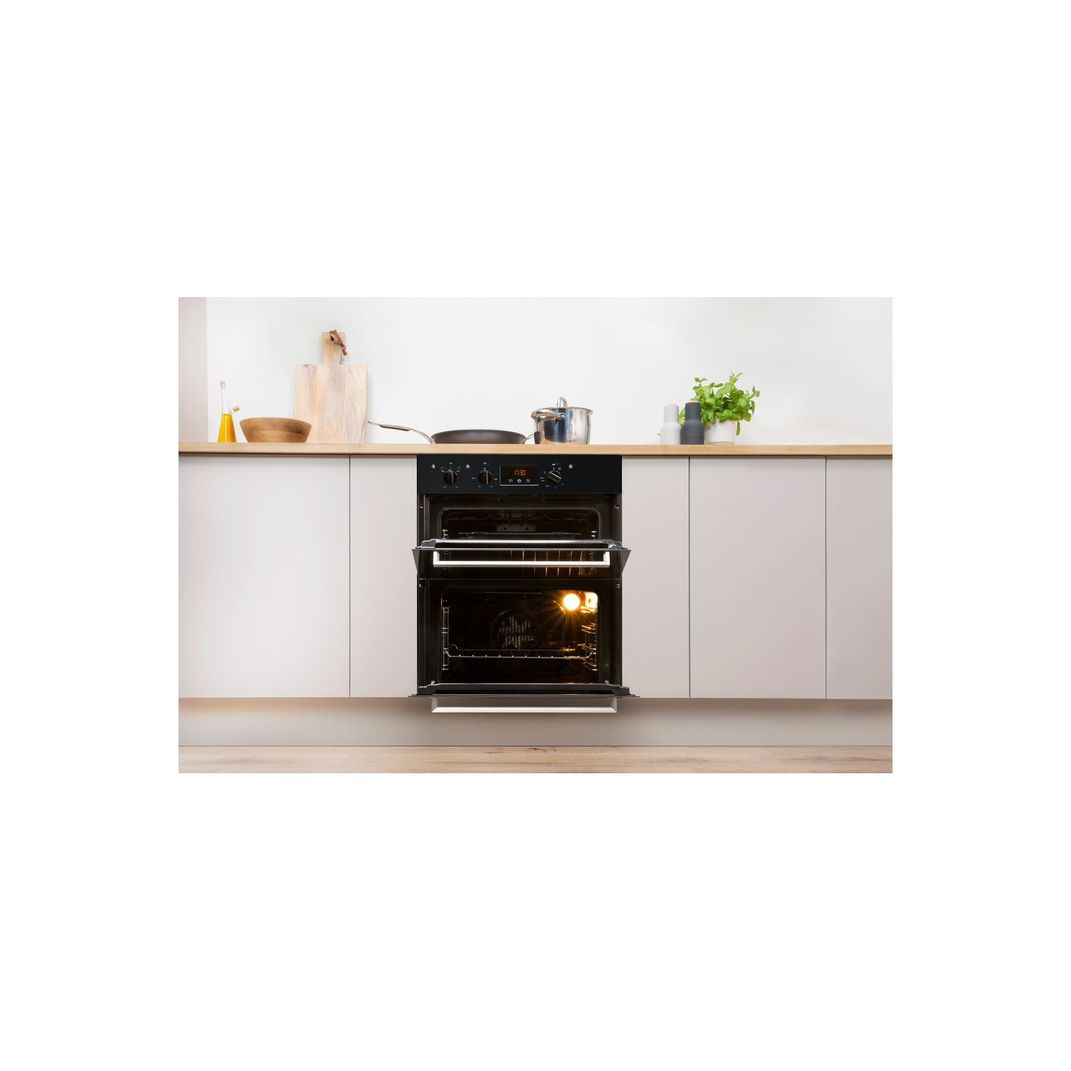 Indesit Built In Electric Double Oven - Black - B Rated - 7