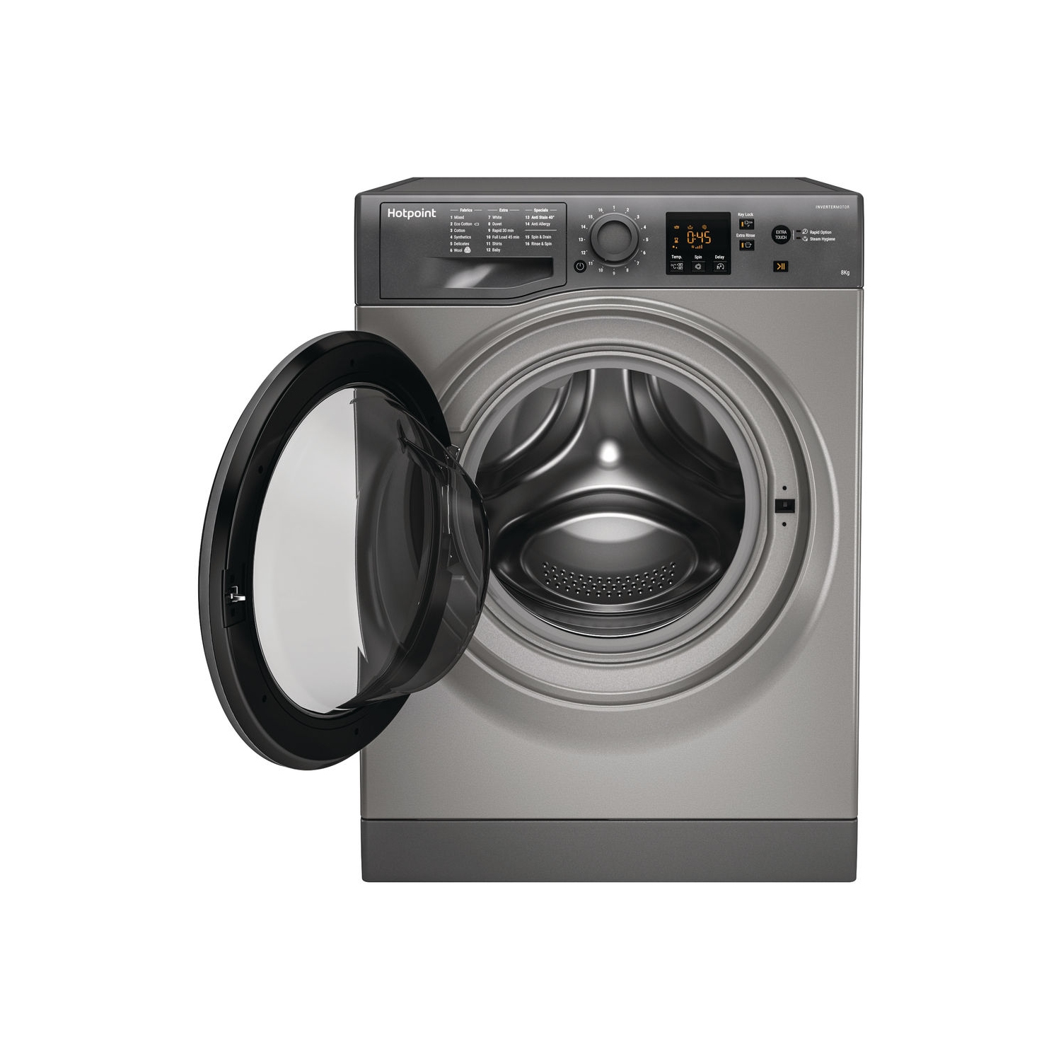 Hotpoint 8kg 1600 Spin Washing Machine - Graphite - D - 1