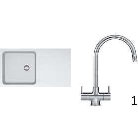 Franke OID 611-94 Polar White Single Bowl Reversible Sink With Tap - 2