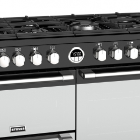Stoves 100 cm Sterling Deluxe Dual Fuel Range Cooker - Black - A Rated - 2