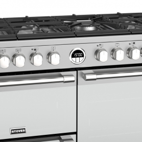 Stoves 100 cm Sterling Deluxe Dual Fuel Range Cooker - Stainless Steel - A Rated - 2