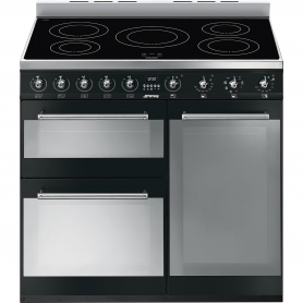 Smeg 90cm Electric Range Cooker with Induction Hob - Black - A Rated