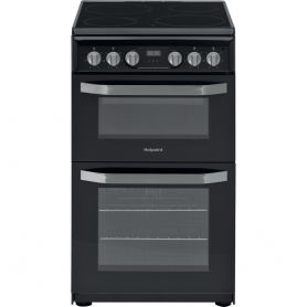 Hotpoint HD5V93CCB/UK Electric Freestanding 50cm Double Cooker - Black - 0